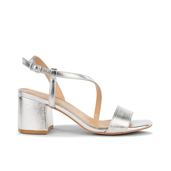 Sandali con tacco argento da donna
