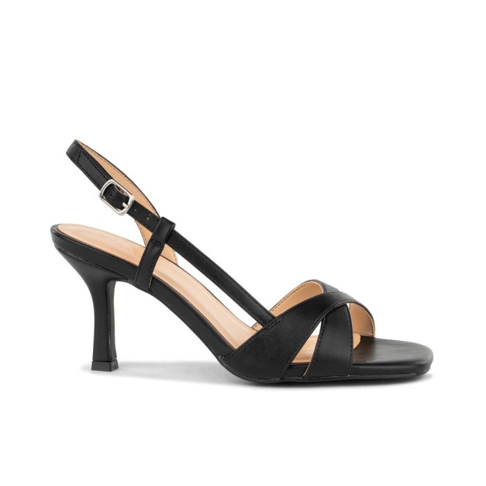 Sandali neri con tacco e cinturino da donna