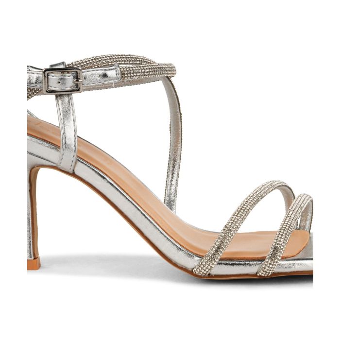 Sandali oro rosa da Donna con tacco a colonna 12 cm e strass Lora Ferres