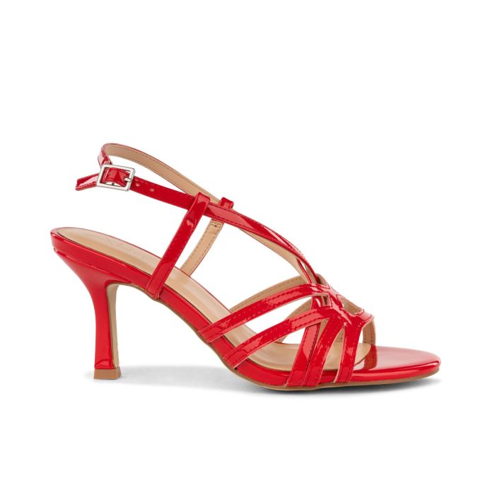 Sandali rossi con tacco da donna