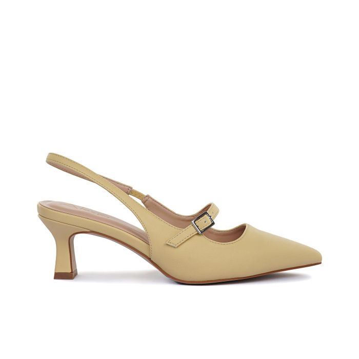 Decolletè gialle slingback a punta con cinturino e tacco basso