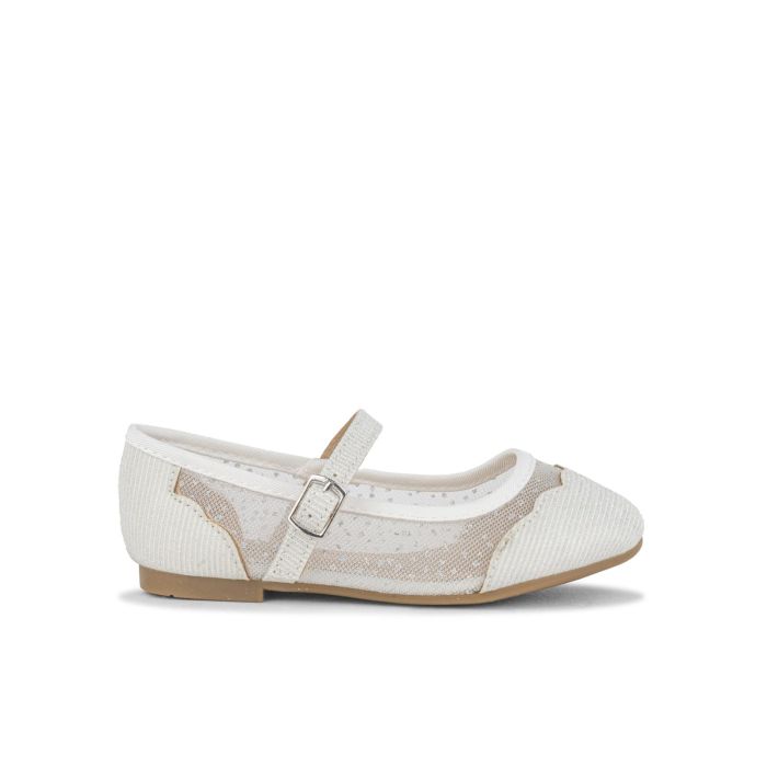 Ballerina bianca elegante da bambina con cinturino