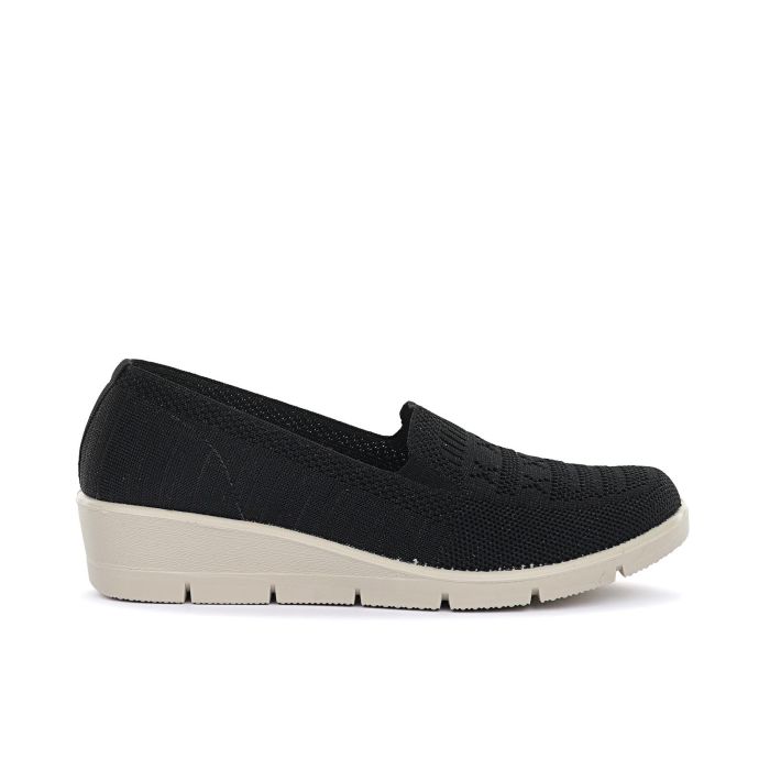 Mocassini comfort nere in tessuto