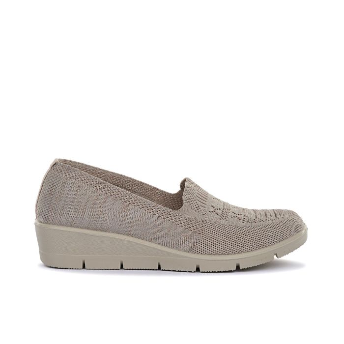 Mocassini comfort beige in tessuto