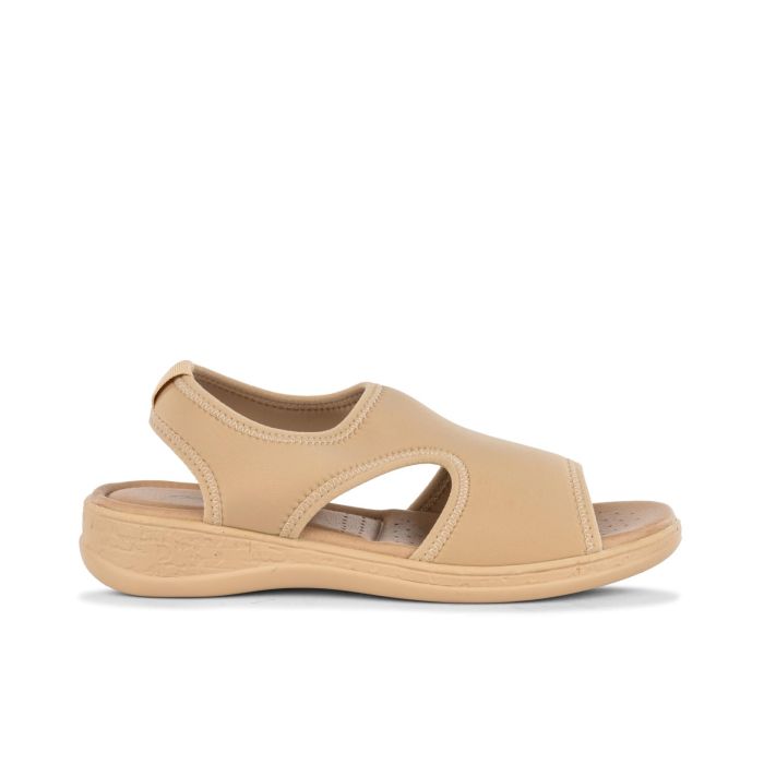 Sandali comfort beige da donna in tessuto elasticizzato