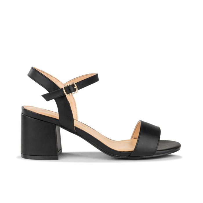Sandali neri con tacco e cinturino da donna