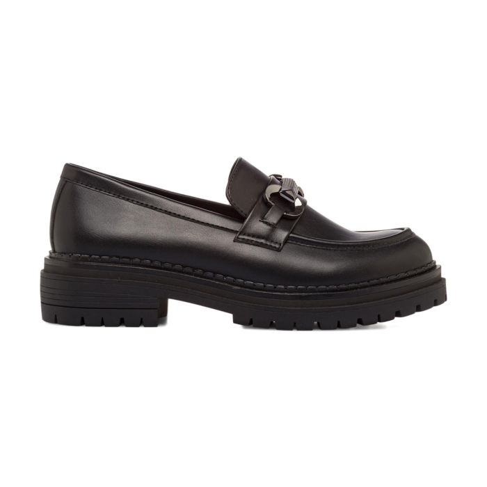 Mocassini casual neri da donna con suola in gomma