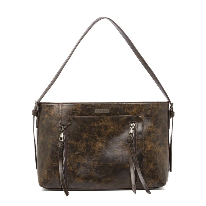 Shopper nera da donna effetto vintage con dettaglio zip