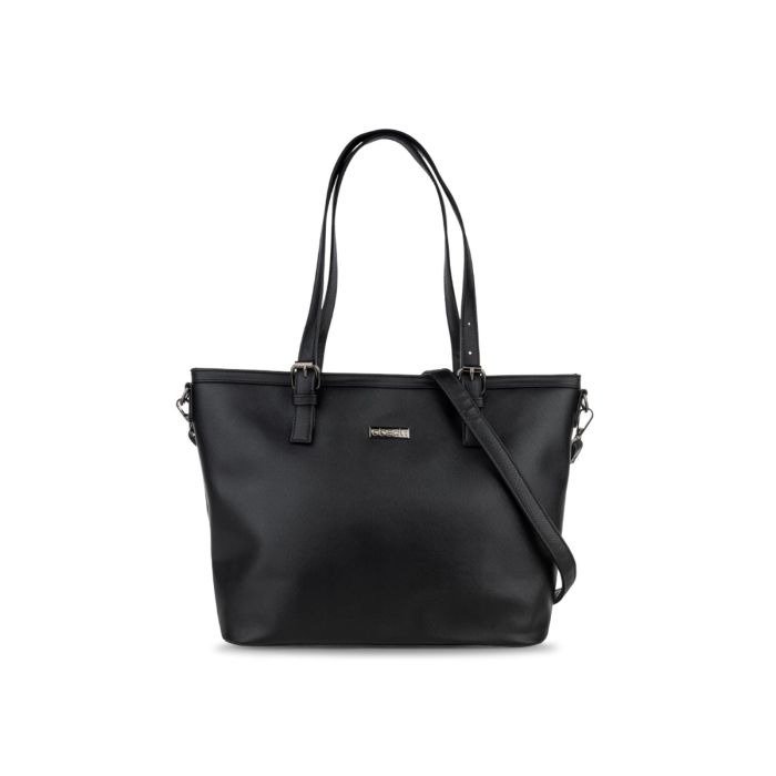 Shopper nera da donna con manico dettaglio fibbie