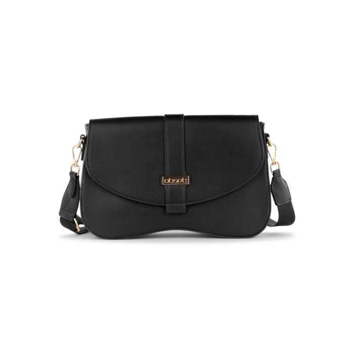 Saddle bag nera da donna con tracolla