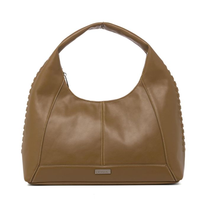 Hobo bag marrone morbida da donna con dettaglio laterale