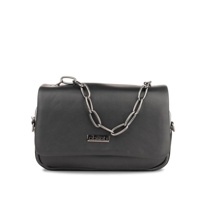 Borsa nera da donna con tracolla in catena