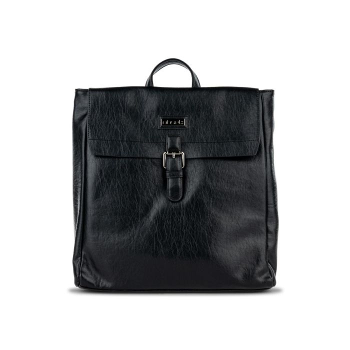 Zaino nero da donna effetto vintage con fibbia