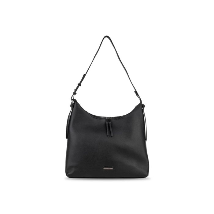 Borsa a spalla nera da donna con zip