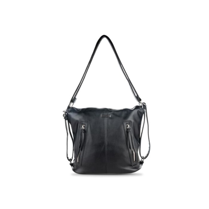 Borsa nera da donna con tracolla e tasche frontali