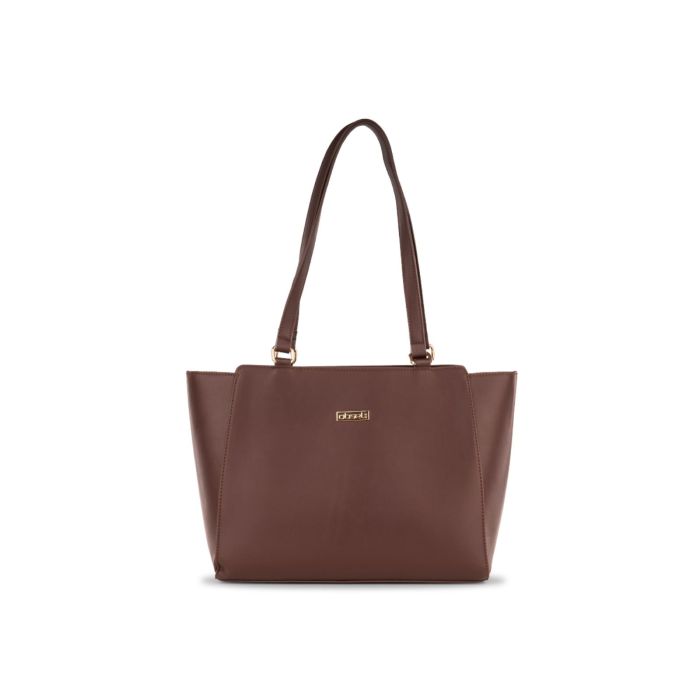 Borsa marrone a spalla da donna con bustina interna