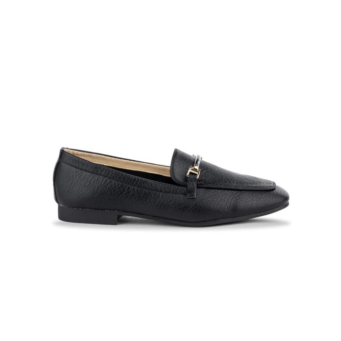 Mocassini neri Alesya da donna con morsetto cromato