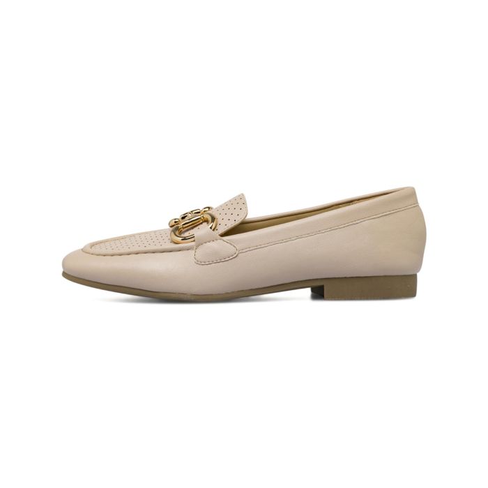 Mocassini eleganti beige Alesya da donna con morsetto e inserto traforato