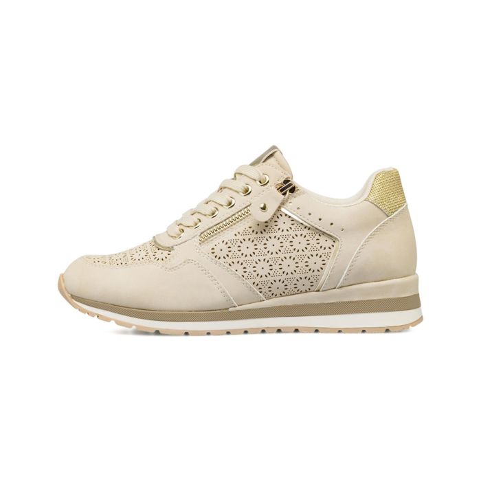 Sneakers Estradà beige da donna con zip e laserature