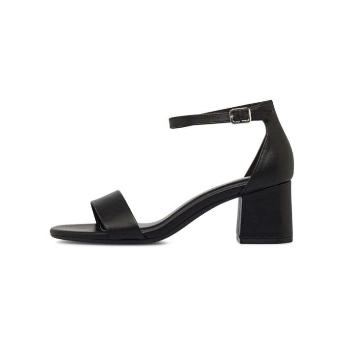 Sandali neri Alesya da donna con tacco medio largo e cinturino alla caviglia