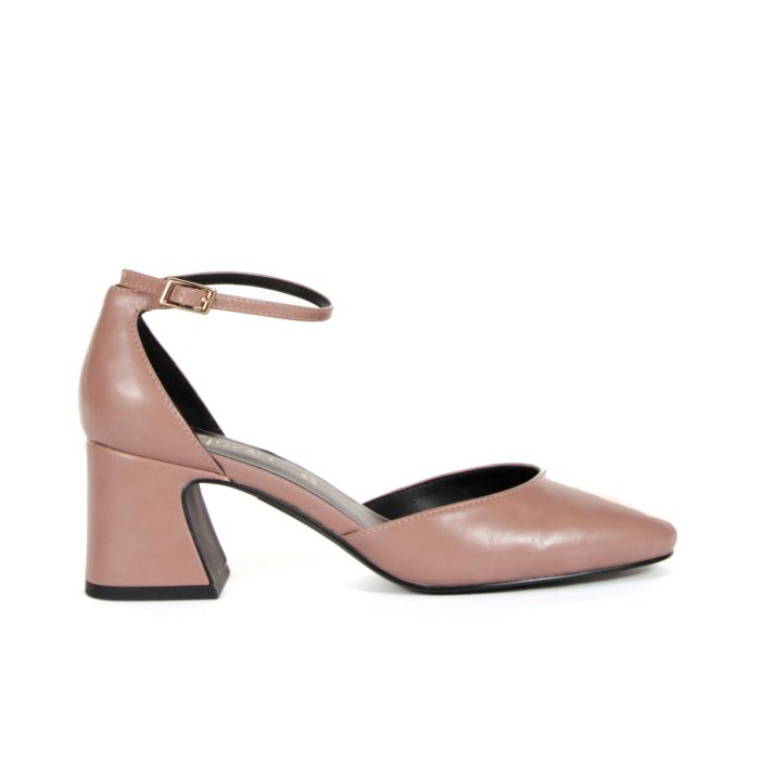 Decolletè rosa con tacco medio largo e cinturino