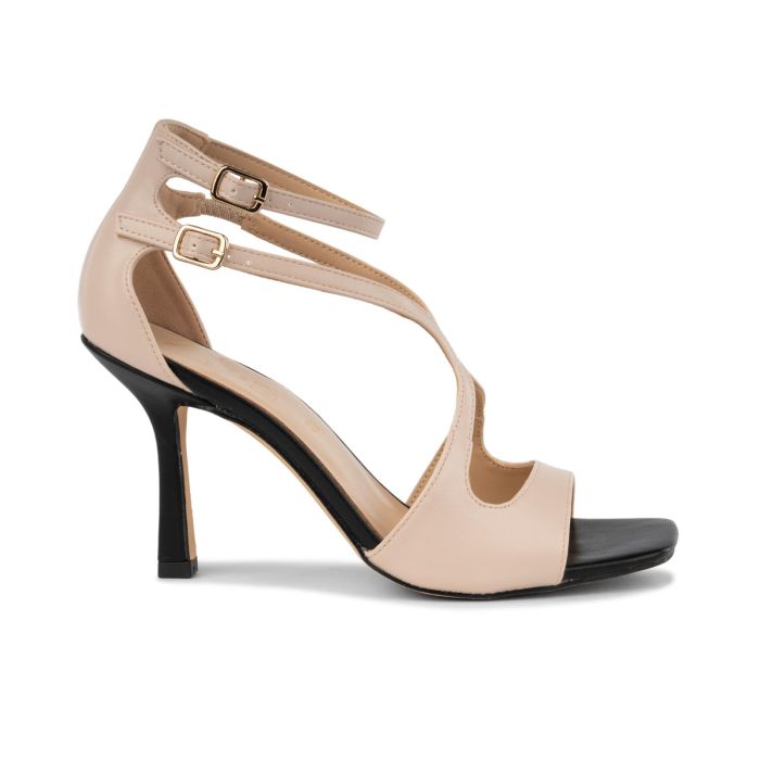 Onsoyours Sandali Con Tacco A Blocco E Strass Per Donna - Plateau Estivi, Chiusura Con Cerniera, Colore Beige, Eleganti E Comodi, 38 EU - 3