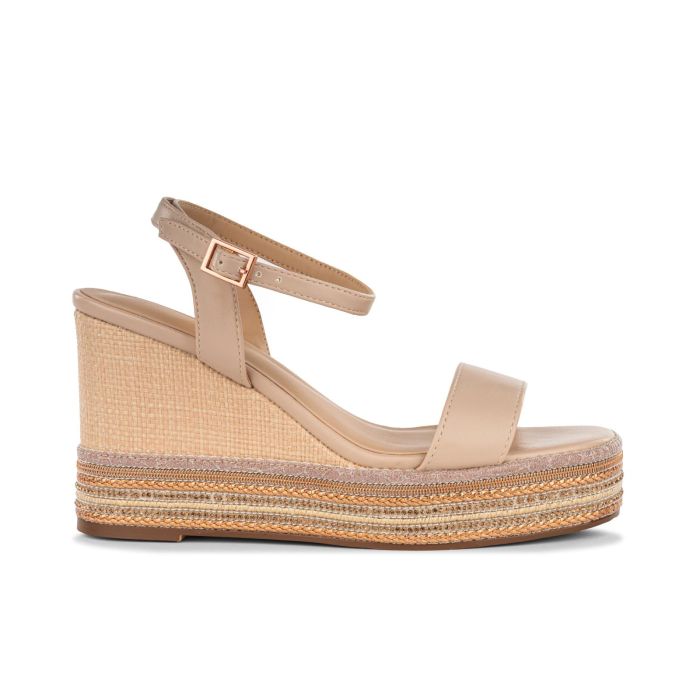 Sandali con zeppa beige da donna