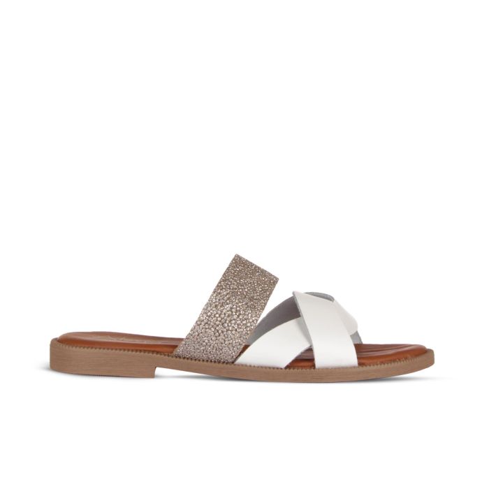 Ciabattine bianche con dettaglio oro