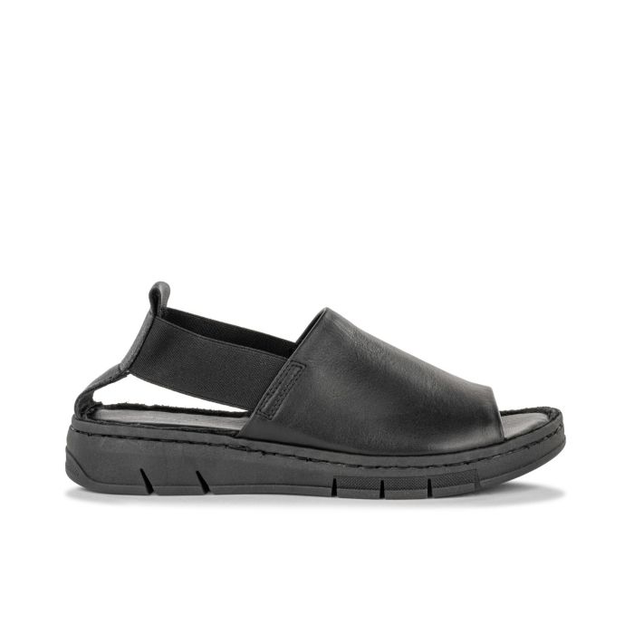 Sandali bassi sportivi neri in pelle da donna