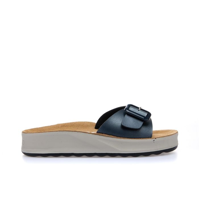 Ciabatte casual blu con fibbia e suola platform