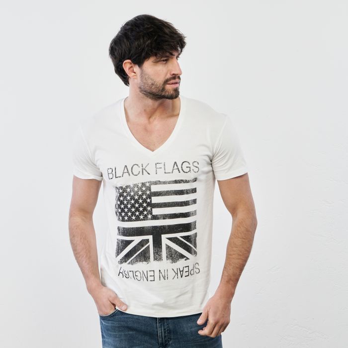 T-shirt bianca maniche corte con stampa