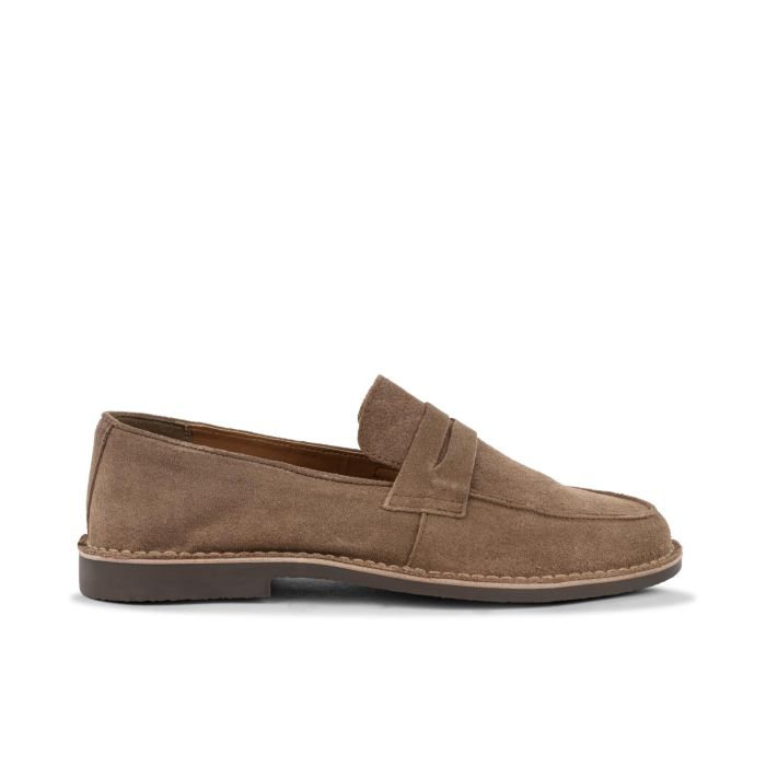 Mocassini casual marroni in pelle suede