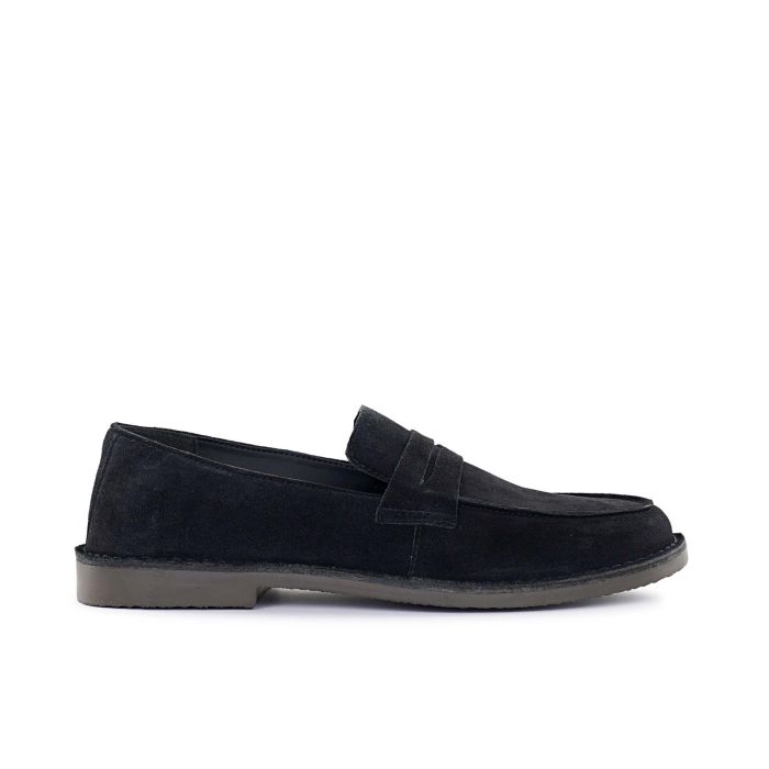 Mocassini casual blu da uomo in suede
