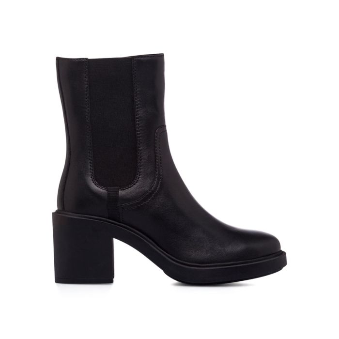 Chelsea neri in pelle da donna con tacco alto largo