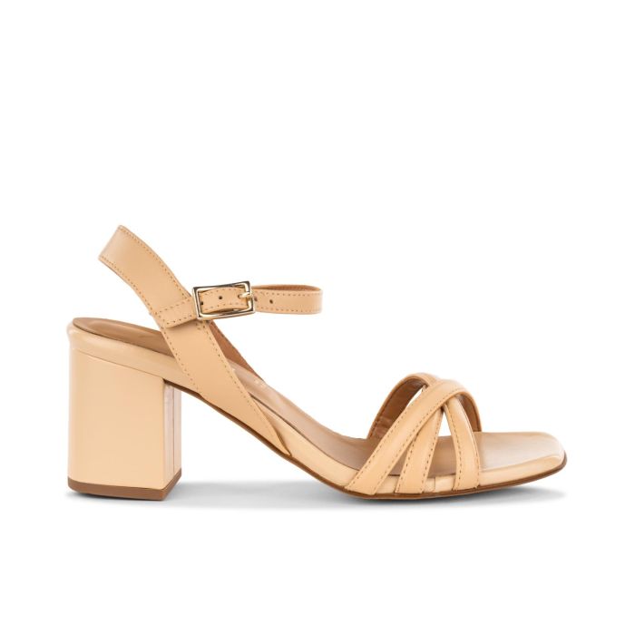 Sandali in pelle rosa con tacco da donna