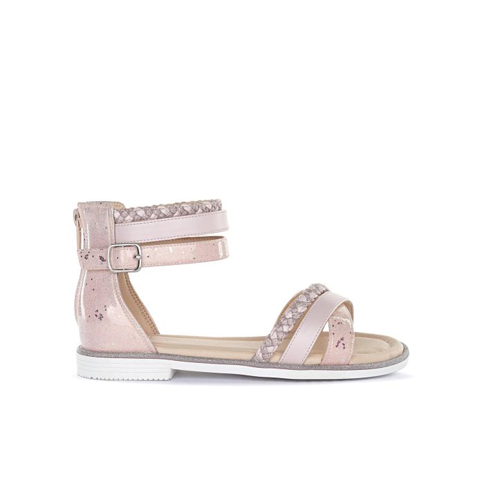 Sandali rosa da bambina con cinturini e zip posteriore