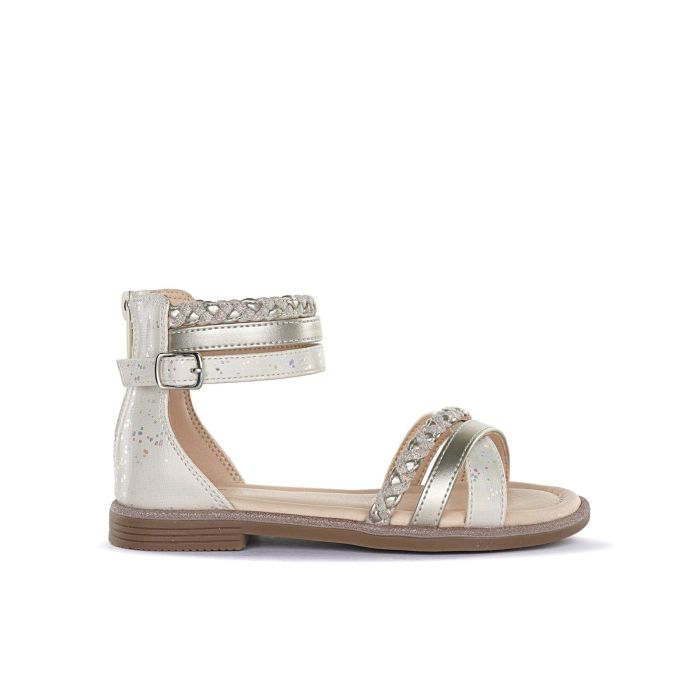 Sandali oro da bimba con cinturini e zip posteriore