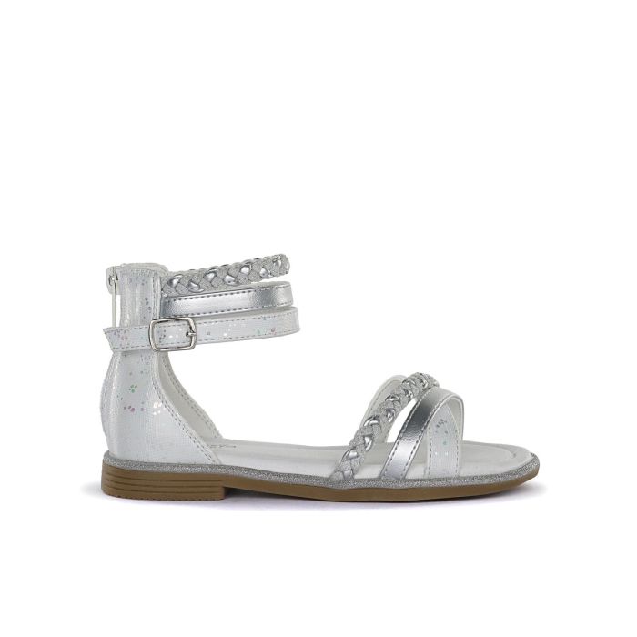 Sandali argento da bimba con cinturini e zip posteriore