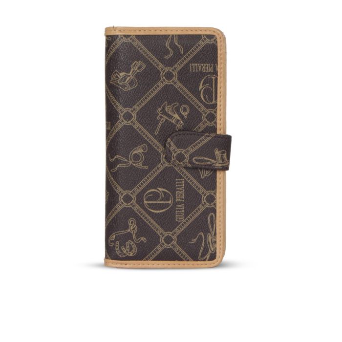 Portafoglio continental marrone caffe e stampa loghi con bottone