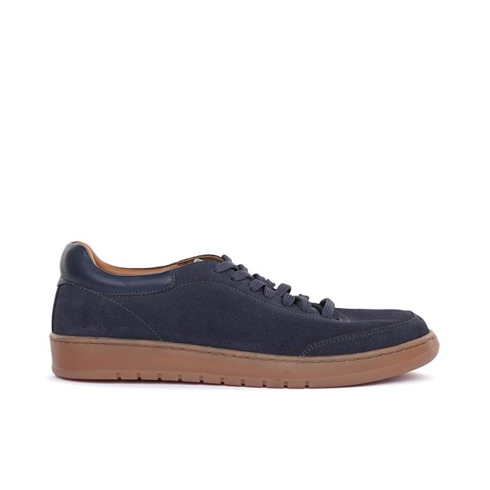 Sneakers da uomo blu in suede con lacci