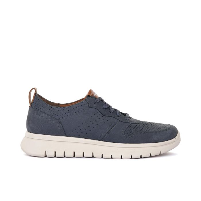 Sneakers da uomo blu traforate in pelle