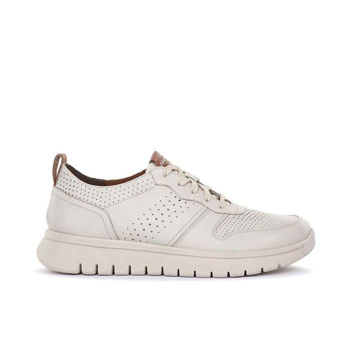 Sneakers da uomo bianche traforate in pelle