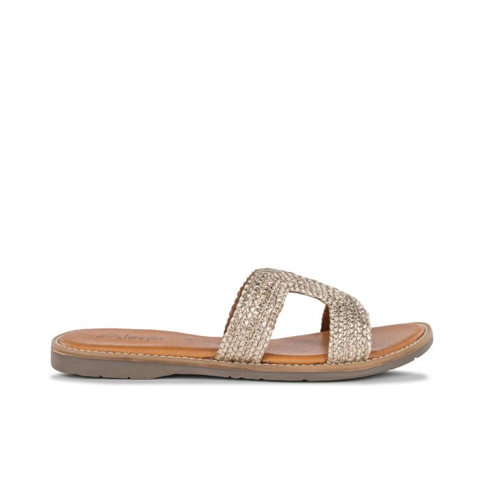 Ciabattine oro da donna in pelle effetto intreccio