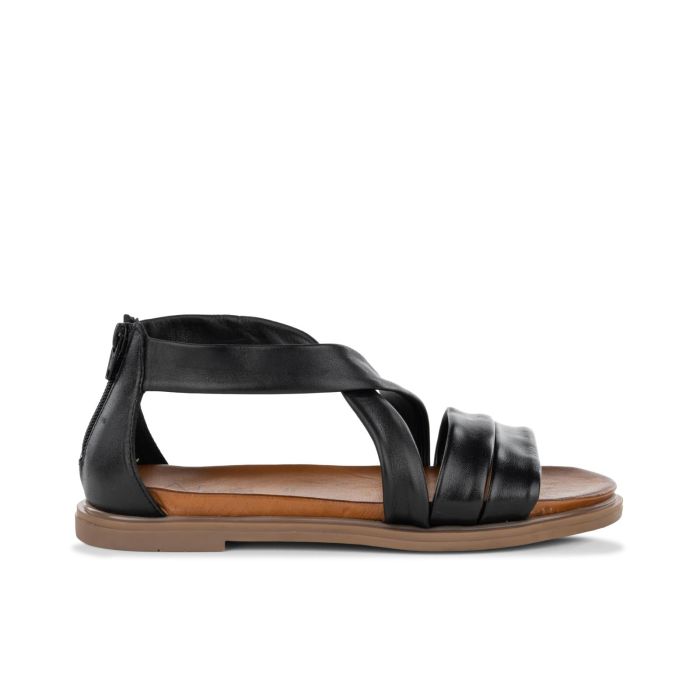 Sandali bassi neri in pelle da donna