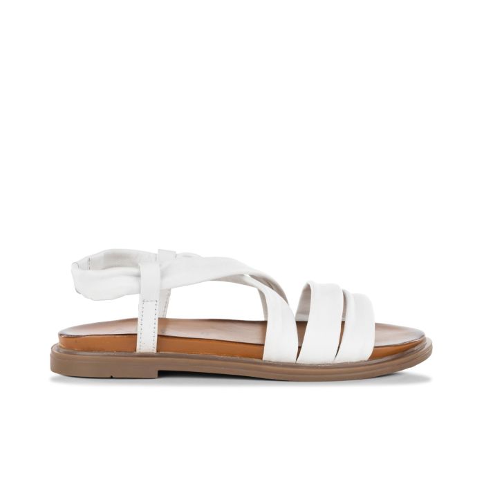 Sandali bassi bianchi in pelle da donna