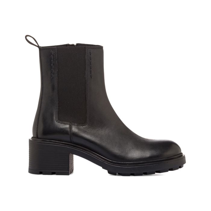 Chelsea neri in pelle da donna con tacco basso largo in gomma