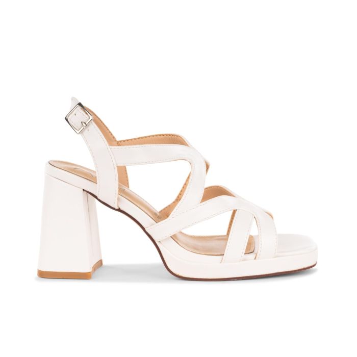 Sandali con tacco alto e plateaux bianchi da donna