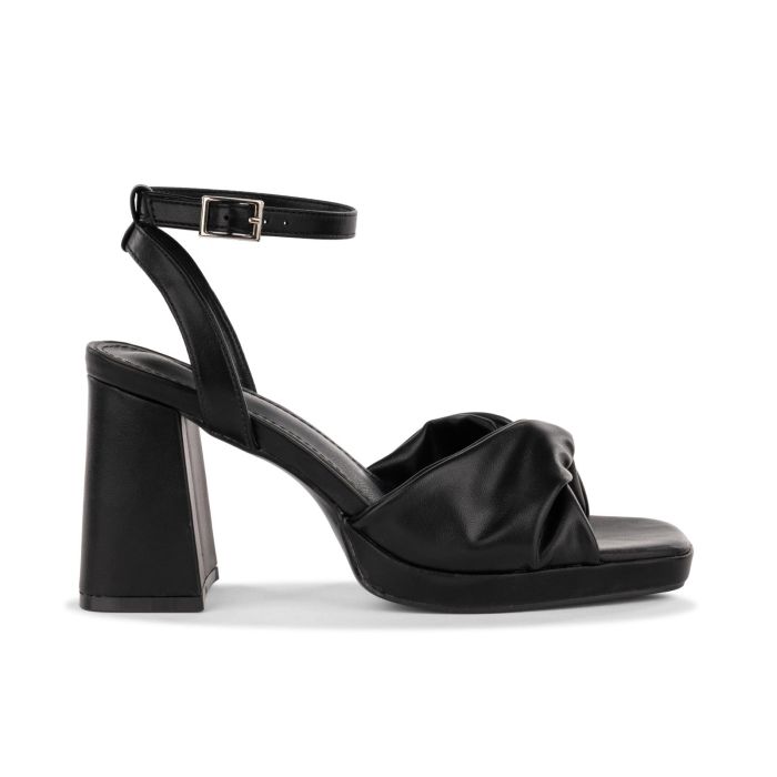 Sandali con tacco alto e plateaux neri da donna