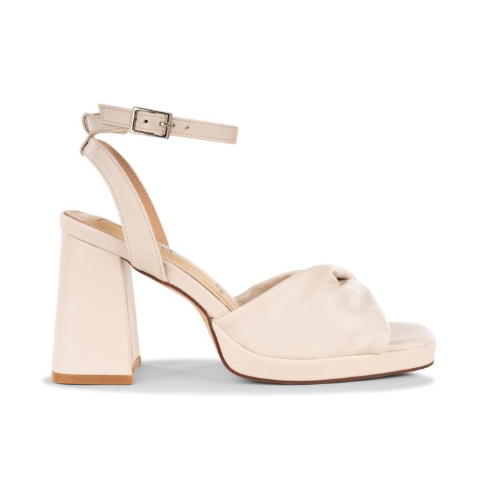 Sandali con tacco alto e plateaux bianco panna da donna