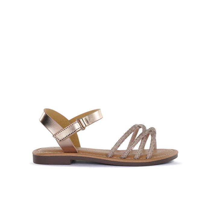Sandali oro da bambina con dettaglio glitter e cinturino con velcro
